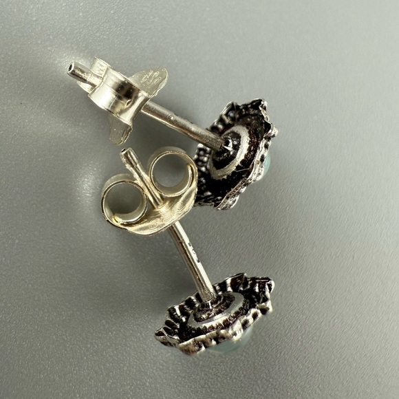 Sterling Silver Opal Studs - Classic Hypoallergenic Earrings - Picture 5 of 7